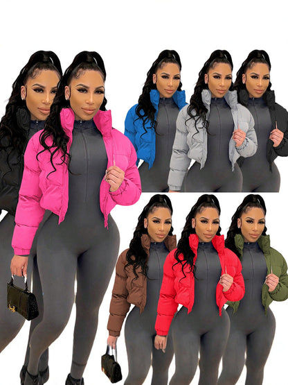 S390799 Autumn and Winter Popular Women's Cotton Clothing European and American Short Women's Cotton Jacket Jacket