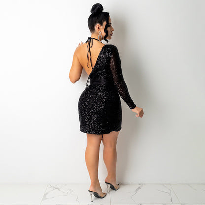 S390199 Cross-Border Amazon Ebay Women's Sexy Sequin Backless Sequin Party Dress for Women Including Intimates