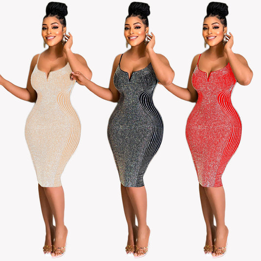 S390464 Cross-Border Amazon Ebay Women's Prom Dress Evening Dress Elegant Sexy Hot Diamond Dress for Women
