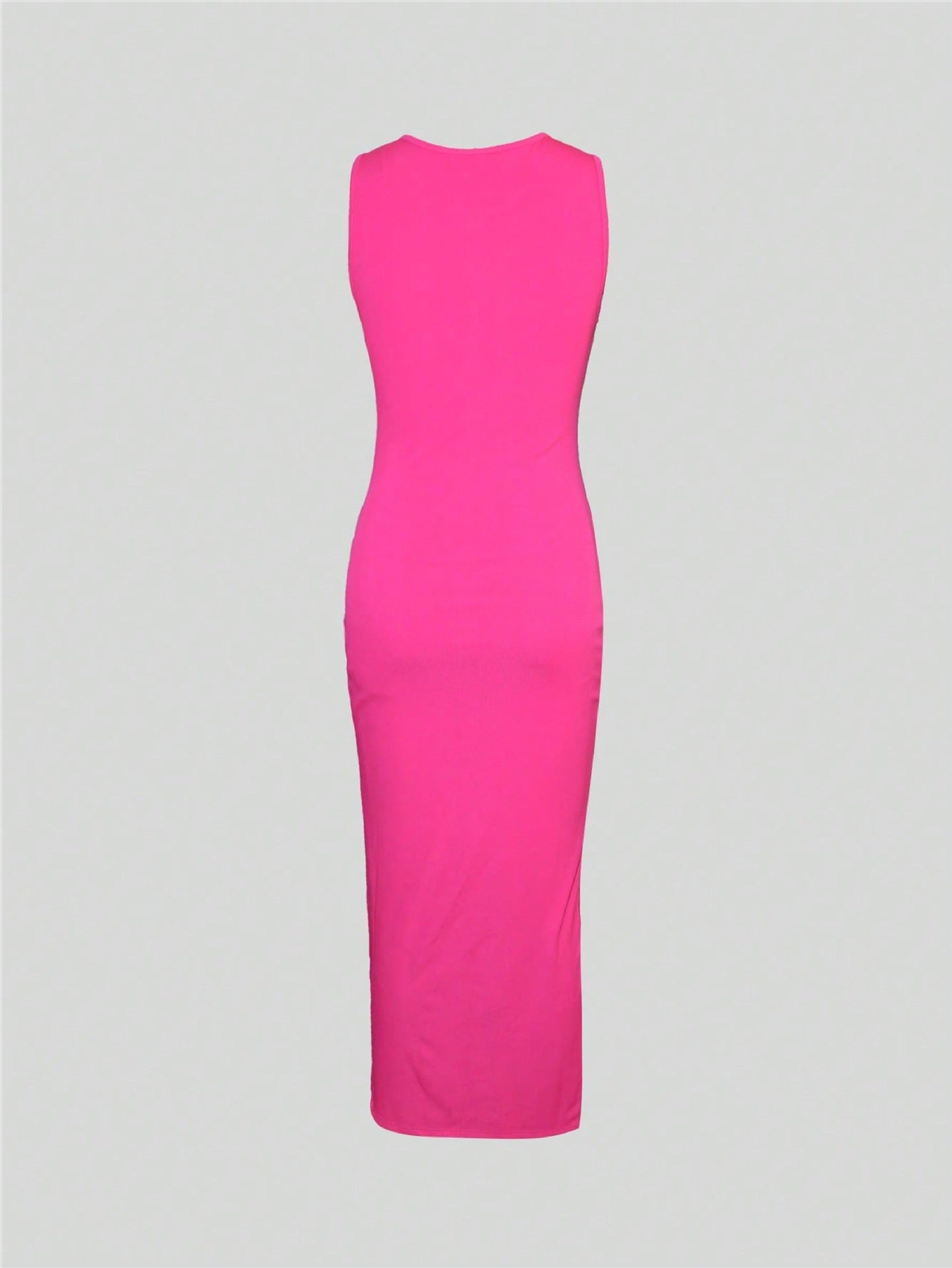 S391358 Cross-Border Export Women's Casual Fashion Pure Color Sleeveless Single-Breasted Elegant Slit Pit Dress