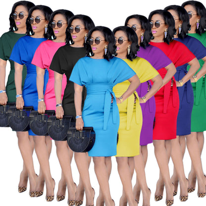 S3351 Cross-Border European and American Clothing Autum New Slim Fashion Dress Ol Professional Wear Women's Skirt Spring and Autum Clothing