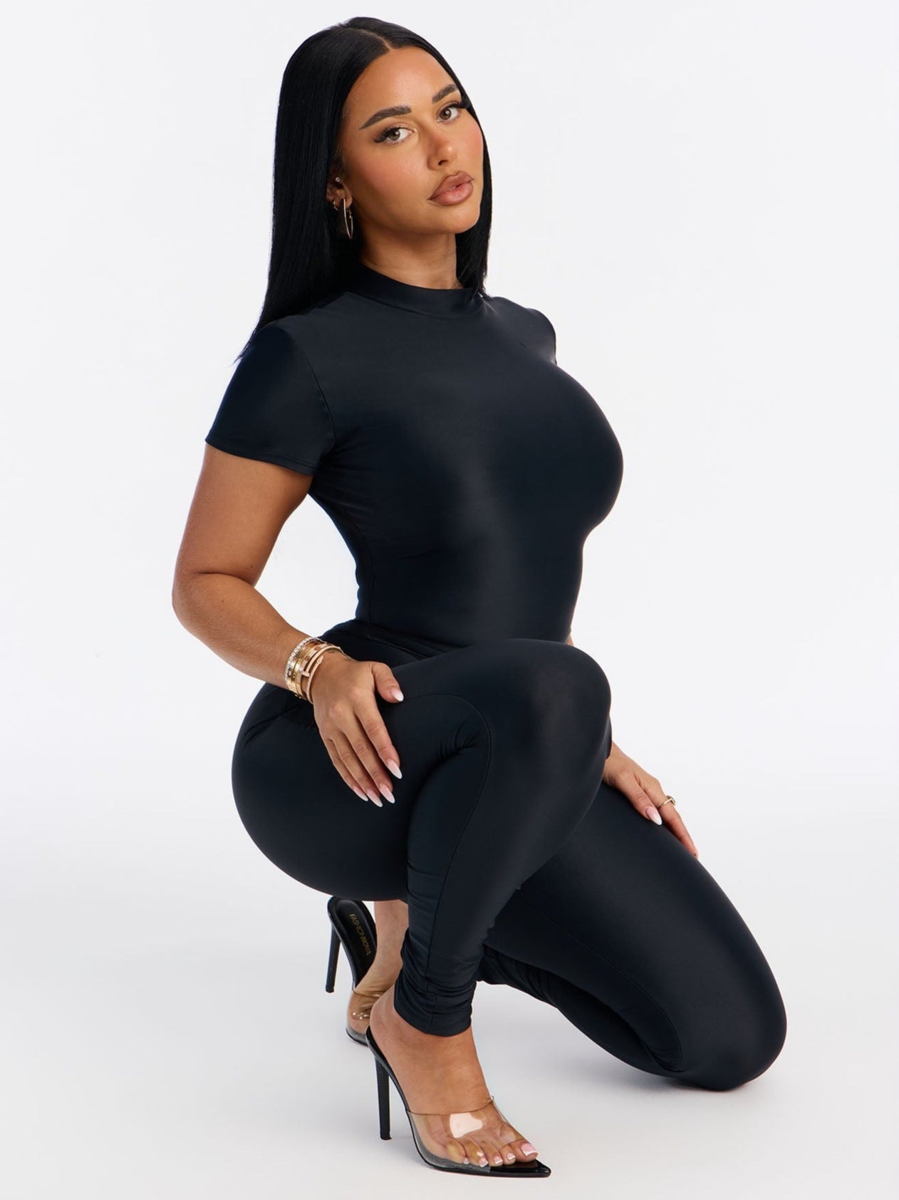 European and American New Cross-Border Fashion Ins Slim Sexy Yoga Sports Short-Sleeved Tops T-Shirt Pants Stretch Suit for Women