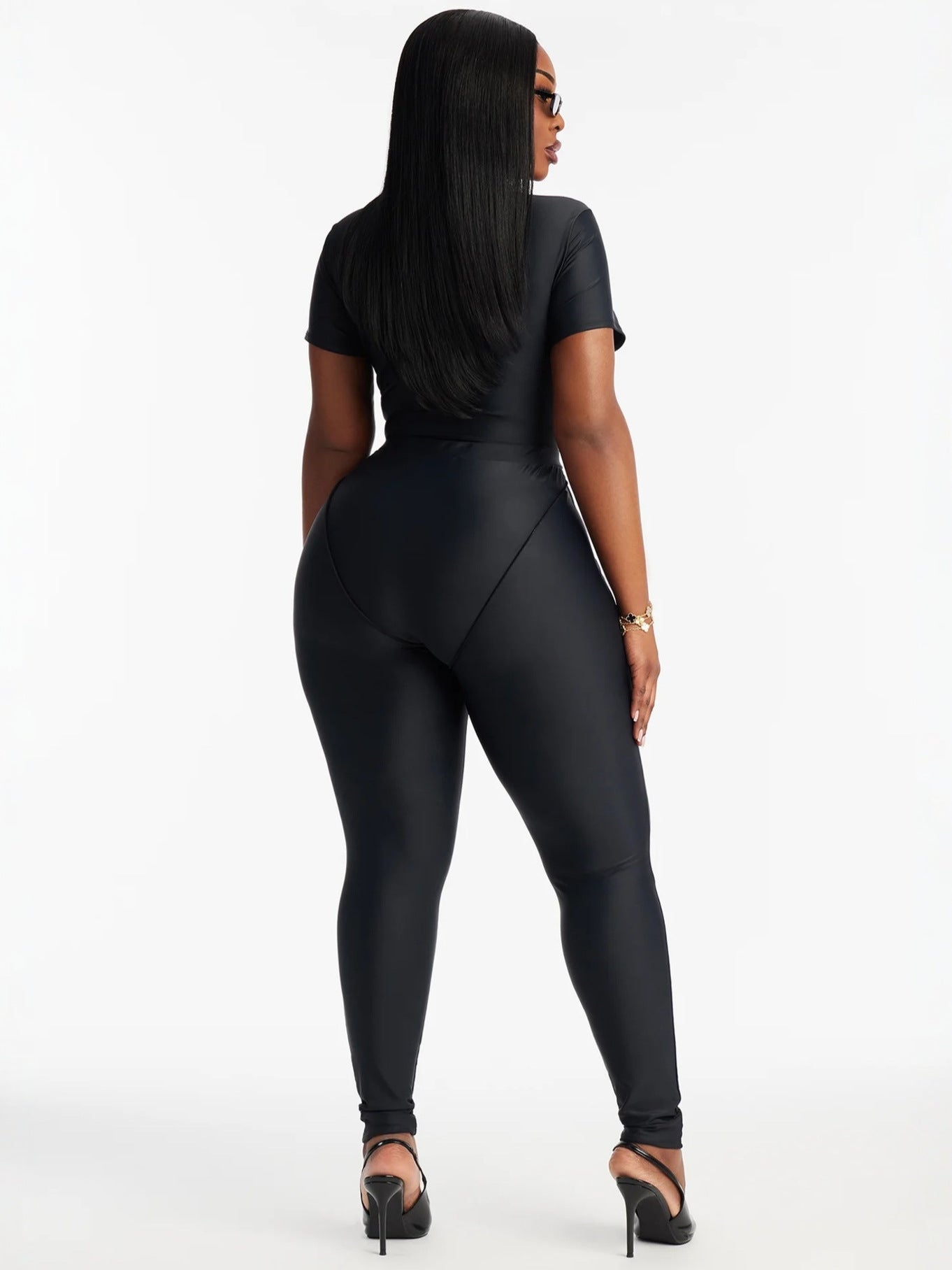 European and American New Cross-Border Fashion Ins Slim Sexy Yoga Sports Short-Sleeved Tops T-Shirt Pants Stretch Suit for Women