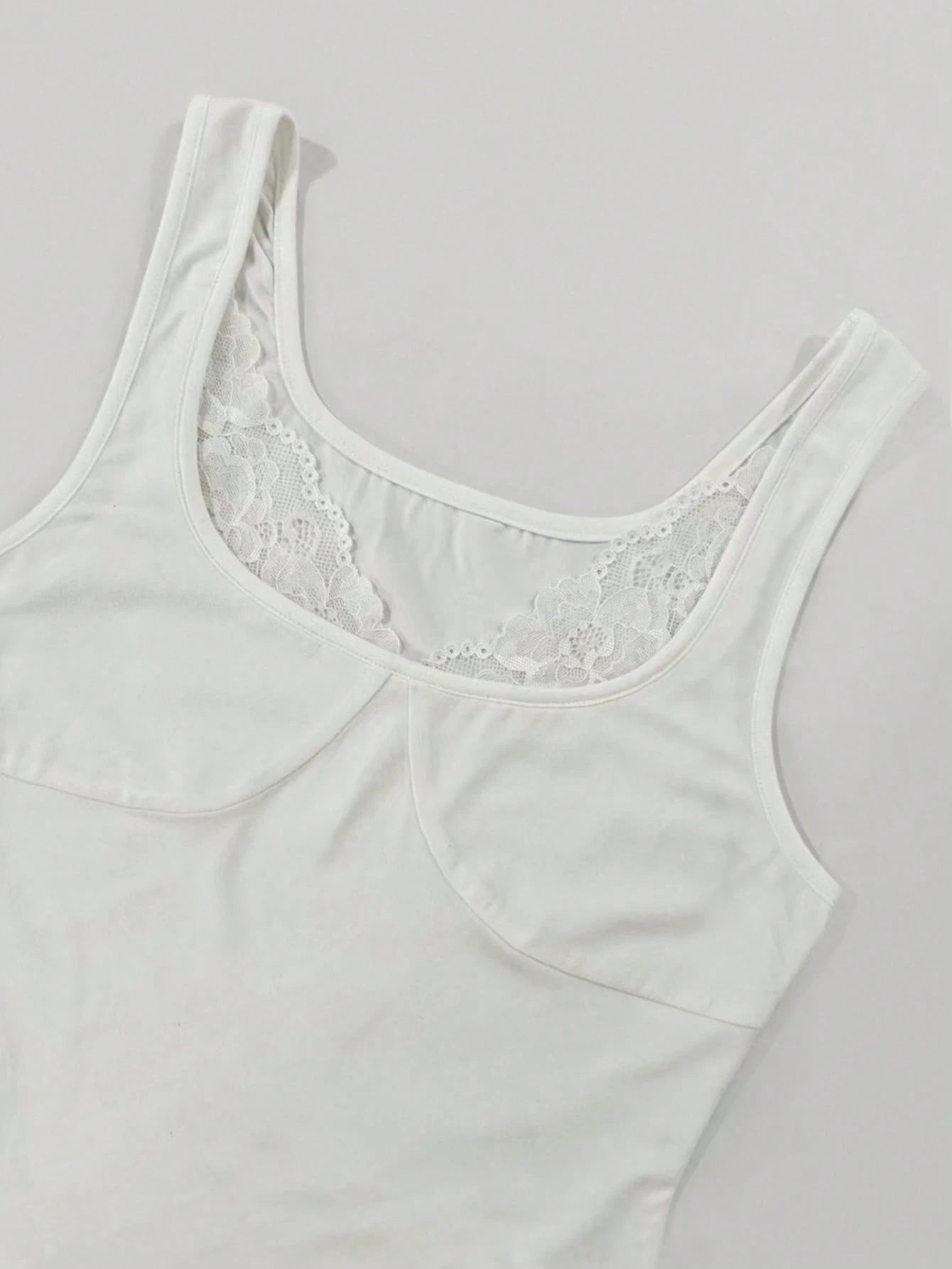 New Insvcollar Solid Color Hot Slim Fit Sexy Versatile Trendy Lace Stitching Design Vest Top Women's Clothing