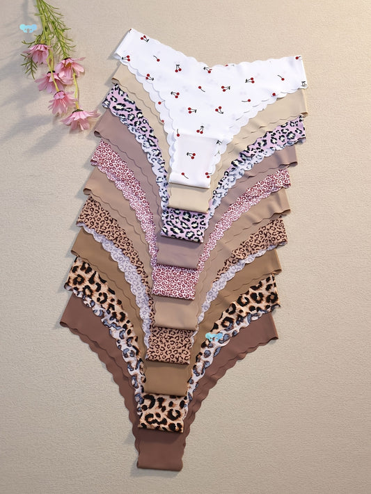 10 Pack Leopard Print Color Series Seams Women's Casual Set