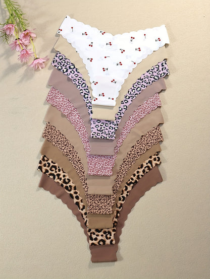 10 Pack Leopard Print Color Series Seams Women's Casual Set