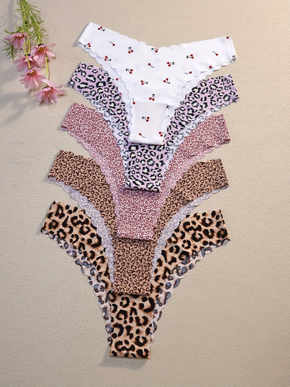 10 Pack Leopard Print Color Series Seams Women's Casual Set