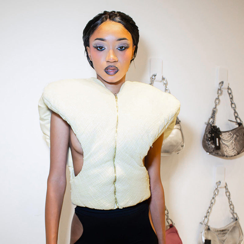 Q23TP522 European and American women's clothing 2023 autumn and winter new fashion street cotton-padded jacket zipper vest cross-border wholesale