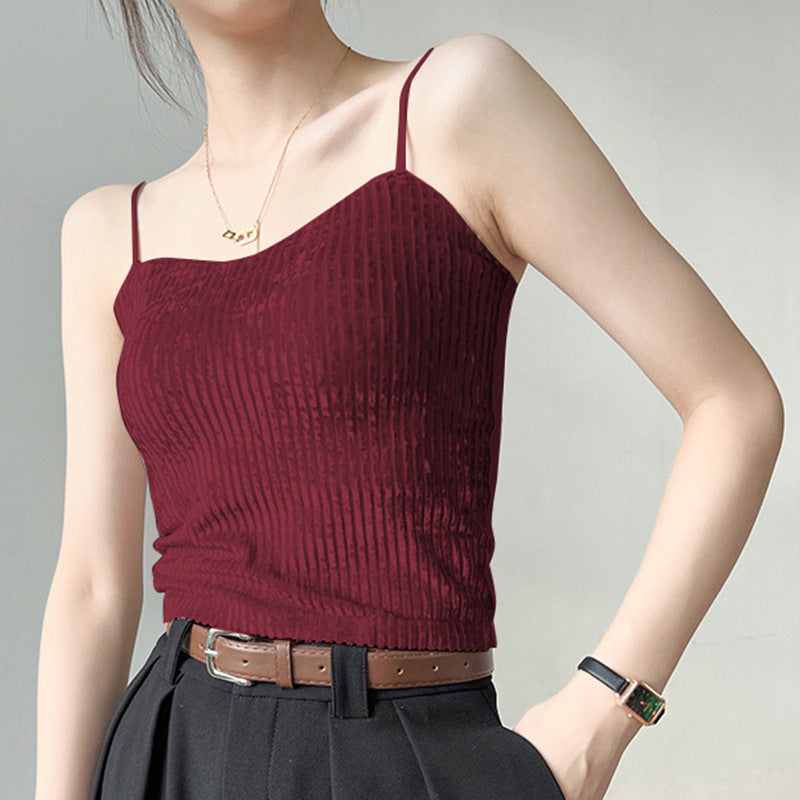 Ztp1392 European and American Style Cross-Border Women's Clothing Spring and Summer Amazon New off-the-Shoulder Strap Chest Pad Vest off-the-Navel Top