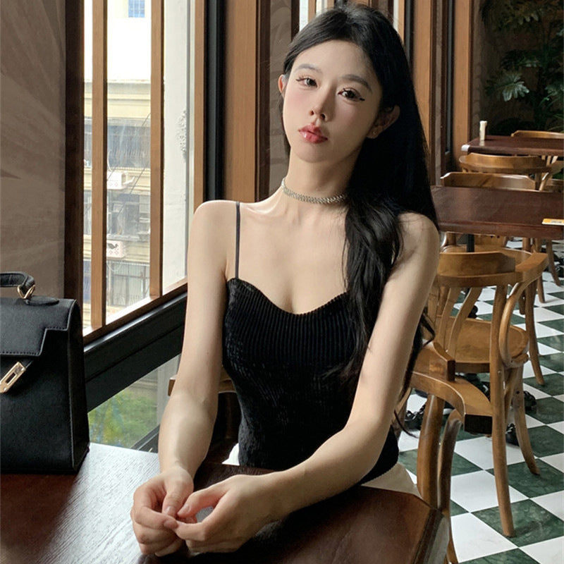 Ztp1392 European and American Style Cross-Border Women's Clothing Spring and Summer Amazon New off-the-Shoulder Strap Chest Pad Vest off-the-Navel Top