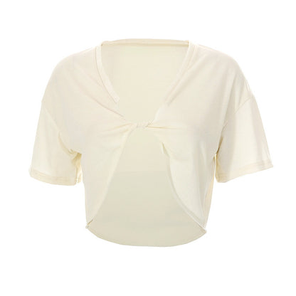 K23TP052 European and American women's clothing 2023 summer new solid color kink short sleeve T-shirt crop top foreign trade wholesale