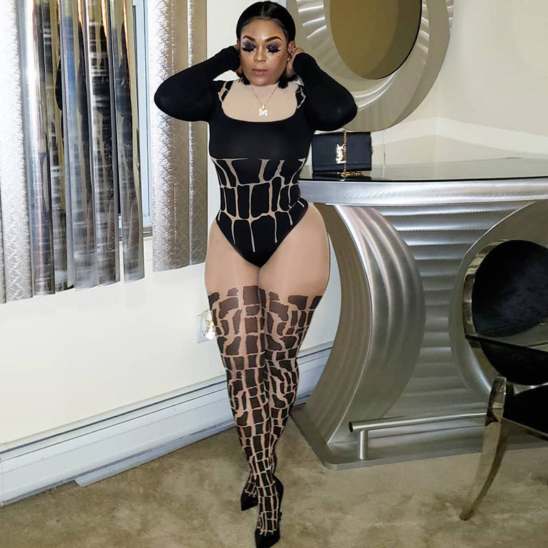 M21JP593 European and American Women's 2021 Winter New Round Neck Long Sleeve Sexy Tight Leggings Women's Pants