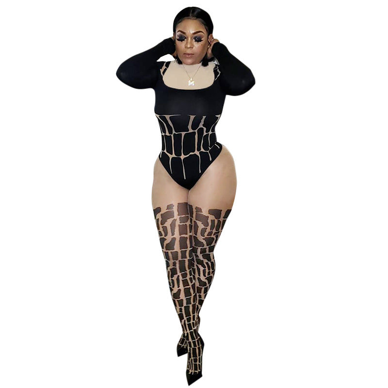 M21JP593 European and American Women's 2021 Winter New Round Neck Long Sleeve Sexy Tight Leggings Women's Pants