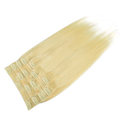 European and American Cross-Border Real Hair Clip-In Hair 6-Piece Set Human Clip-In Hair Women's Real Hair Wig Pieces