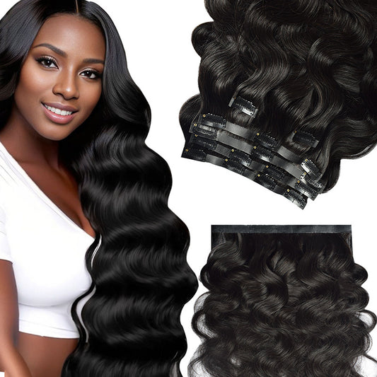 In-Stock Real Human Hair Wigs Pu Clip-In Hair Extensions for Women Seamless Clip Ins Human Hair Export Wigs