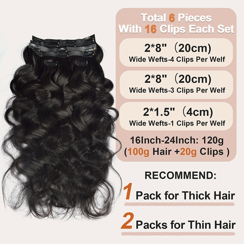 In-Stock Real Human Hair Wigs Pu Clip-In Hair Extensions for Women Seamless Clip Ins Human Hair Export Wigs