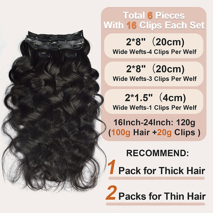 In-Stock Real Human Hair Wigs Pu Clip-In Hair Extensions for Women Seamless Clip Ins Human Hair Export Wigs