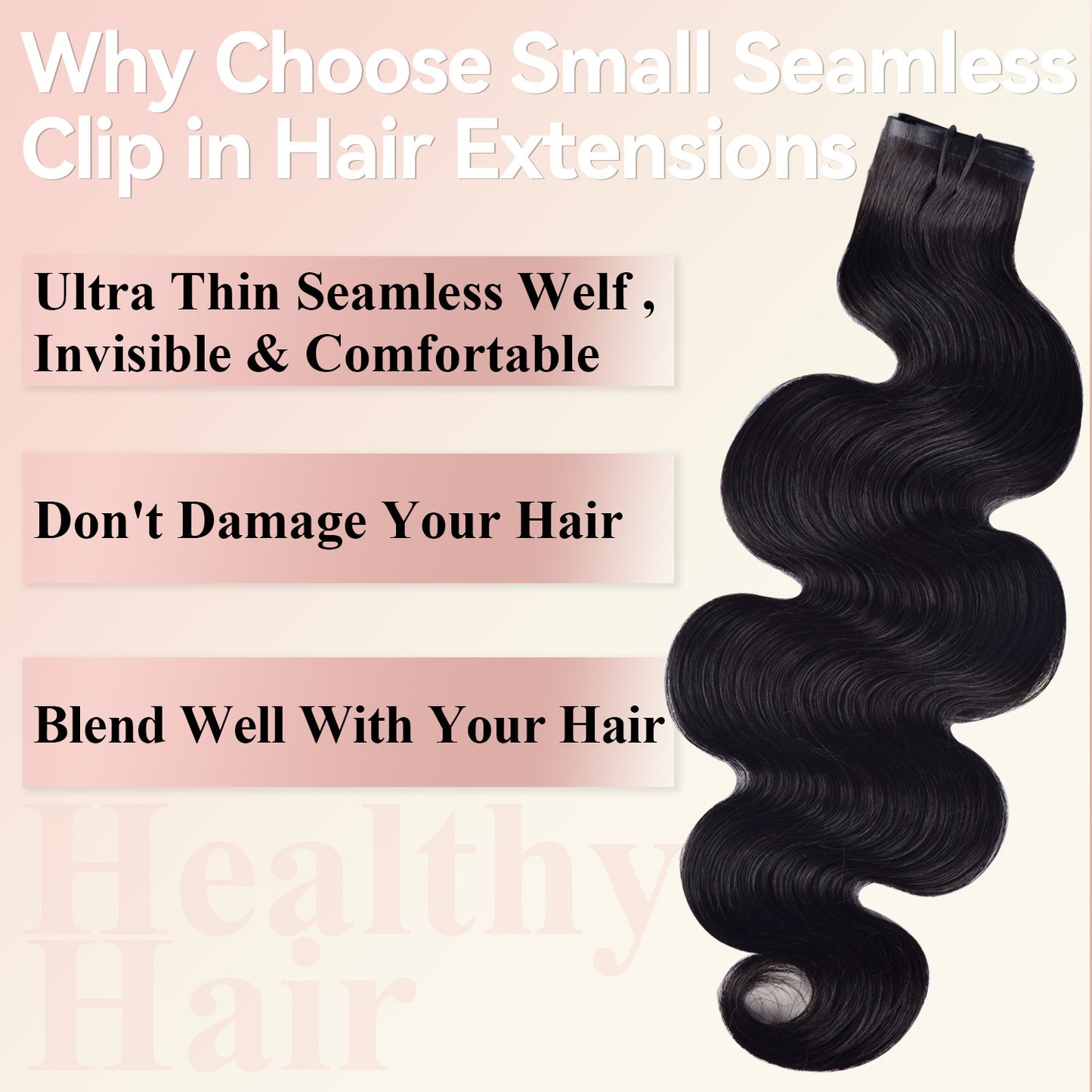 In-Stock Real Human Hair Wigs Pu Clip-In Hair Extensions for Women Seamless Clip Ins Human Hair Export Wigs