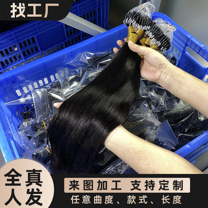 European and American Cross-border Wig Real-person Hair Silk Fishing Line Hair Hair Hair Hair Bundles human hair Traceless Hair Hair Hair Hair for Women