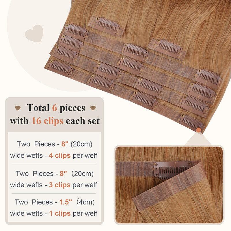 Wigs Made of Real Human Hair, Pu Clip-In Hair Extensions, Clip-In Human Hair, Cross-Border European and American Hair Extensions, Wig Pieces