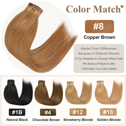 Wigs Made of Real Human Hair, Pu Clip-In Hair Extensions, Clip-In Human Hair, Cross-Border European and American Hair Extensions, Wig Pieces