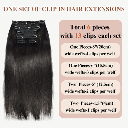 Real Human Hair Lace Clip-In Hair Extensions 6-Piece Set Invisible Hair Extensions Clip in Human Hair Export Wigs