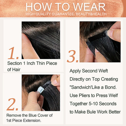 Wig Film Hair Human Tape in Hair Invisible Traceless Hair Extensions European and American Cross-Border Human Hair Wigs