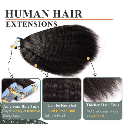 Wig Film Hair Human Tape in Hair Invisible Traceless Hair Extensions European and American Cross-Border Human Hair Wigs
