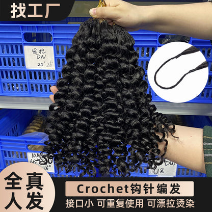 Wig Human Hair Crochet Braided Hair Real Hair Full Head Human Hair Wig European and American Cross-Border Human Hair