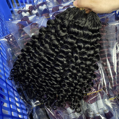 Wig Human Hair Crochet Braided Hair Real Hair Full Head Human Hair Wig European and American Cross-Border Human Hair