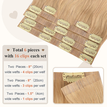 Customized Wigs Made of Real Human Hair Pu Clip-In Hair Extensions Clip in Human Hair Cross-Border European and American Wig Pieces