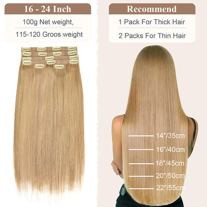 Customized Wigs Made of Real Human Hair Pu Clip-In Hair Extensions Clip in Human Hair Cross-Border European and American Wig Pieces