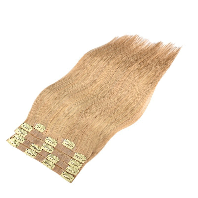 Customized Wigs Made of Real Human Hair Pu Clip-In Hair Extensions Clip in Human Hair Cross-Border European and American Wig Pieces