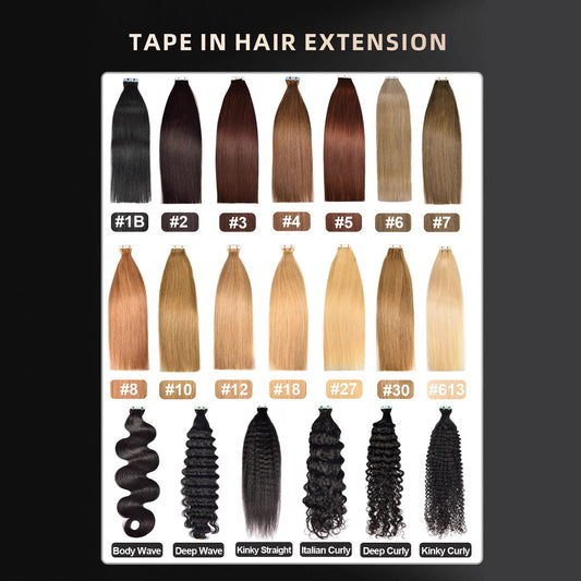 Spot Wholesale Pu Real Hair Film Hair Women's Seamless Hair Extensions Tape in Hair Extension Wigs