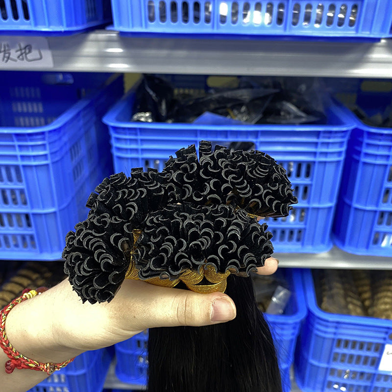 Customized Black Long Straight Wig Human Hair Seamless Hair Extensions U-Tip Hair Natural Color Nail Hair Extensions