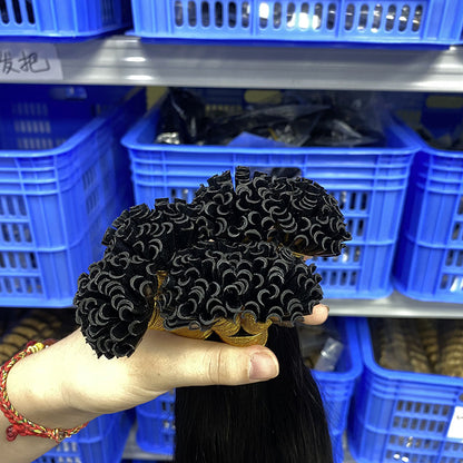 Customized Black Long Straight Wig Human Hair Seamless Hair Extensions U-Tip Hair Natural Color Nail Hair Extensions