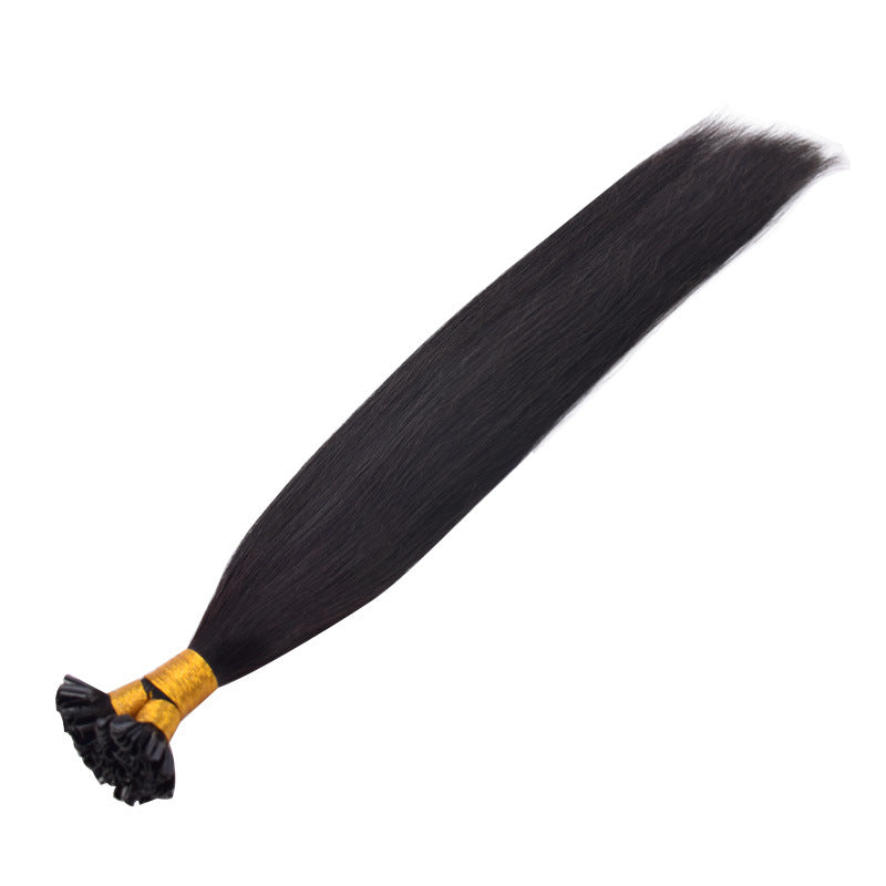 Customized Black Long Straight Wig Human Hair Seamless Hair Extensions U-Tip Hair Natural Color Nail Hair Extensions