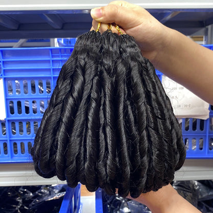 European and American Cross-Border Human Hair Crochet Hair Crochet Hair Human Hair Chopsticks Curly Women's Wig