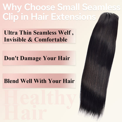 Human Hair Clip-In Hair Extensions, Seven-Piece Set, Seamless Women's Hair Extensions