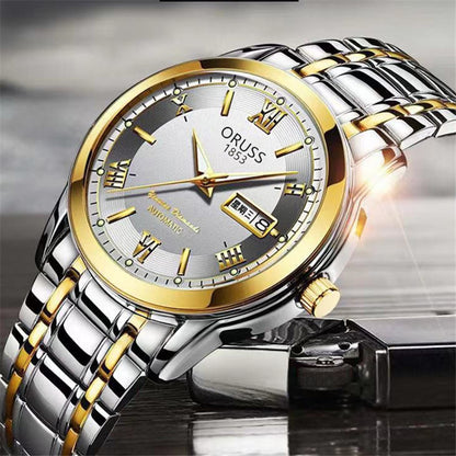 Counter Automatic Movement Watch Men's Calendar Luminous Waterproof Ultra-thin Non-mechanical Watch Steel Domestic Watch Men