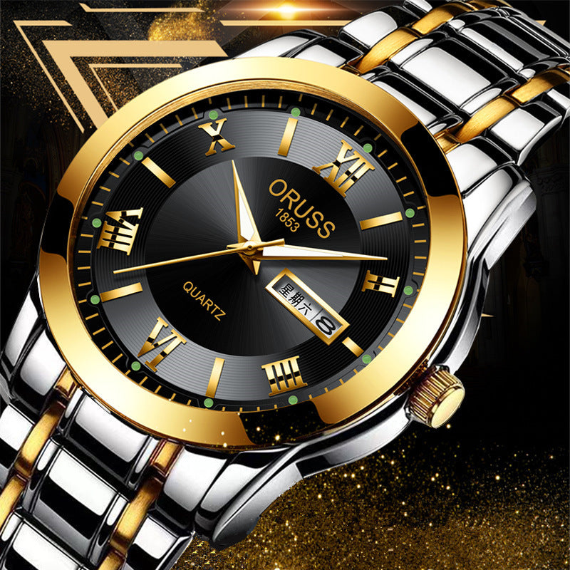 Counter Automatic Movement Watch Men's Calendar Luminous Waterproof Ultra-thin Non-mechanical Watch Steel Domestic Watch Men