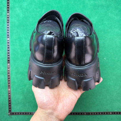 Prada - Monolith Brushed Leather Loafers