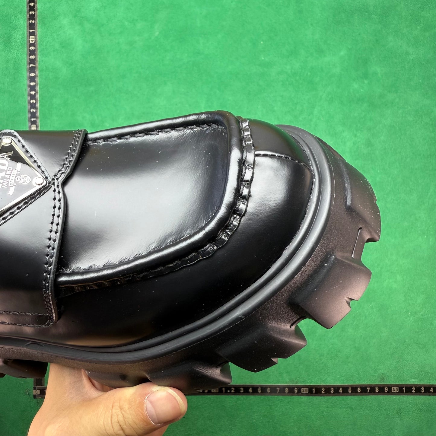 Prada - Monolith Brushed Leather Loafers