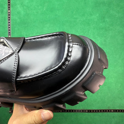 Prada - Monolith Brushed Leather Loafers