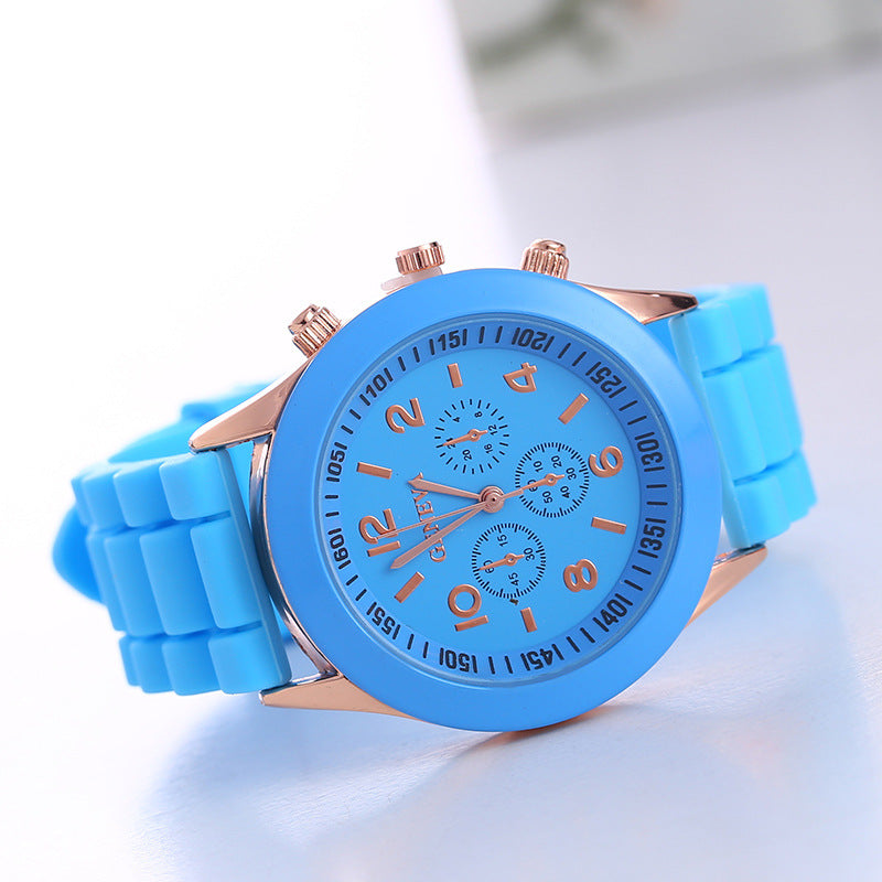 in stock Geneva Geneva Silicone Watch Women's Korean Style Fashion Beautiful Color Jelly Student Casual Watch