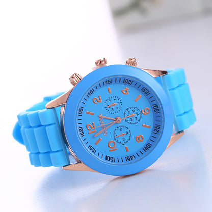 in stock Geneva Geneva Silicone Watch Women's Korean Style Fashion Beautiful Color Jelly Student Casual Watch