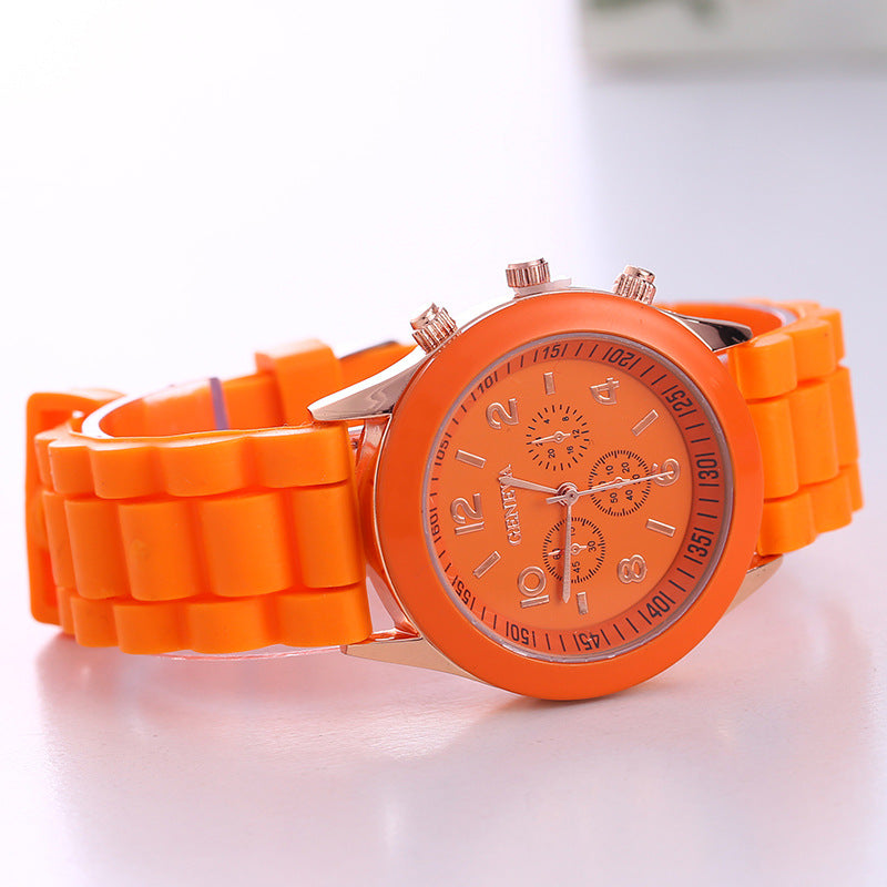 in stock Geneva Geneva Silicone Watch Women's Korean Style Fashion Beautiful Color Jelly Student Casual Watch