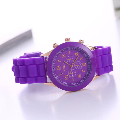 in stock Geneva Geneva Silicone Watch Women's Korean Style Fashion Beautiful Color Jelly Student Casual Watch