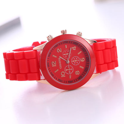 in stock Geneva Geneva Silicone Watch Women's Korean Style Fashion Beautiful Color Jelly Student Casual Watch