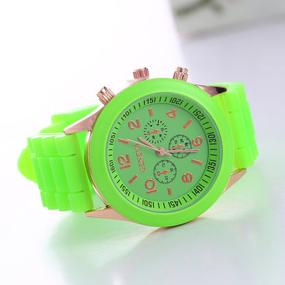 in stock Geneva Geneva Silicone Watch Women's Korean Style Fashion Beautiful Color Jelly Student Casual Watch